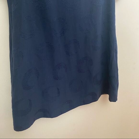 Nevenka Dress Navy Blue Embroidered Shift Crescent Moon - Picture 2 of 12